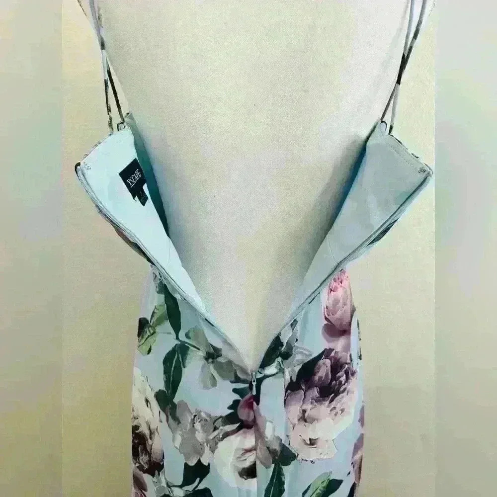 XSCAPE Floral-Print Ruffled High-Low Sleeveless Gown Size 2 - Picture 6 of 14